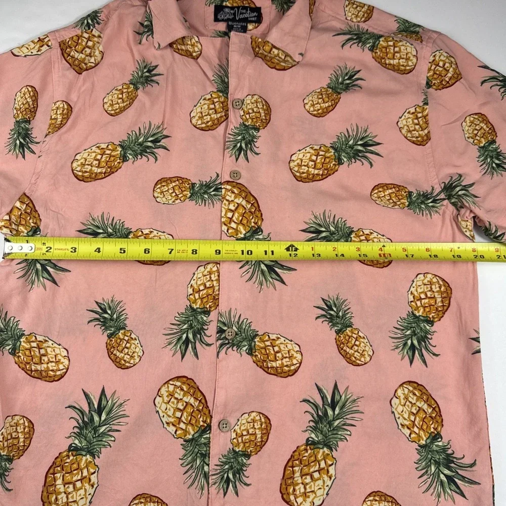 Bluenotes The Vacation Shirt Pineapple‎ Print Short Sleeve Button Down M Pink